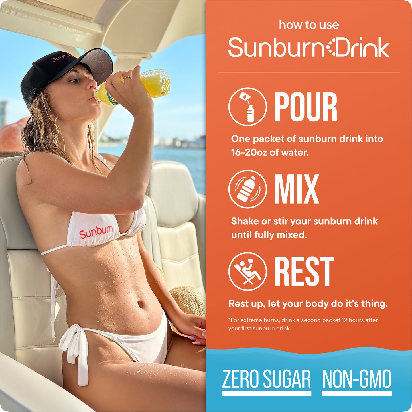 Sunburn Drink 20 Pack, Zero Sugar After Sun Hydration